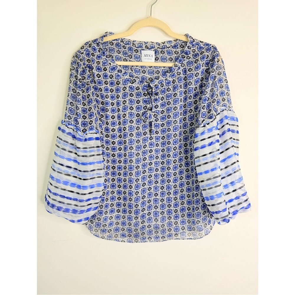 NWOT ✨ MISA Los Angeles Renata Chiffon Blouse Blouson Sleeves Size Small $295